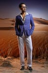 Asuka_Blue Delave Linen Voyager Blazer _Online_at_Aza_Fashions