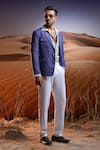 Buy_Asuka_Blue Delave Linen Voyager Blazer _Online_at_Aza_Fashions