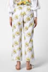 Shop_Ekastories_White Cotton Poplin Printed Floral Straight Pant _at_Aza_Fashions