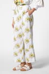 Buy_Ekastories_White Cotton Poplin Printed Floral Straight Pant _Online_at_Aza_Fashions