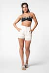 Buy_Ekastories_White Mesh Cotton Luxe Shorts _at_Aza_Fashions