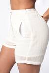 Buy_Ekastories_White Mesh Cotton Luxe Shorts _Online_at_Aza_Fashions