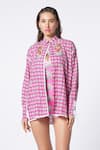 Buy_Ekastories_Pink Mul Cotton Printed Collared Patchwork Shirt _at_Aza_Fashions