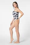 Shop_Ekastories_Black Lycra Printed Geometric One-shoulder Swimsuit _Online_at_Aza_Fashions