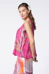 Ekastories_Pink Chanderi Mul Round Pleated Top _Online_at_Aza_Fashions