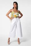 Buy_Ekastories_White Cotton Mul Ethereal Cropped Trouser _at_Aza_Fashions