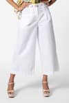 Ekastories_White Cotton Mul Ethereal Cropped Trouser _Online_at_Aza_Fashions