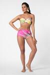 Buy_Ekastories_Multi Color Lycra Print Fern Bloom Sweetheart Neck Bikini Bustier With Bottom _at_Aza_Fashions