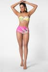 Ekastories_Multi Color Lycra Print Fern Bloom Sweetheart Neck Bikini Bustier With Bottom _Online_at_Aza_Fashions