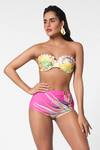 Buy_Ekastories_Multi Color Lycra Print Fern Bloom Sweetheart Neck Bikini Bustier With Bottom _Online_at_Aza_Fashions