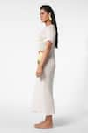 Buy_Ekastories_White Mesh Cotton Patchwork Sunflower Round Neck Mystic Fantasy Maxi Dress _Online_at_Aza_Fashions