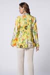 Shop_Ekastories_Yellow Cotton Mul Print Botanic Lapel Collar Tropical Twilight Blossom Blazer _at_Aza_Fashions