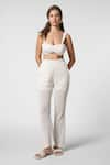 Buy_Ekastories_White Mesh Cotton Luxe Leisure Bootcut Pant _at_Aza_Fashions