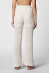 Shop_Ekastories_White Mesh Cotton Luxe Leisure Bootcut Pant _at_Aza_Fashions