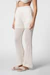 Ekastories_White Mesh Cotton Luxe Leisure Bootcut Pant _Online_at_Aza_Fashions