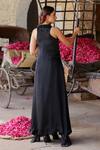 Shop_Gulaal_Black Modal Satin Embroidered Sequin V Neck Maxi Dress _at_Aza_Fashions