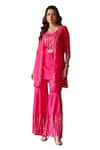 Shop_Gulaal_Pink Georgette Embroidered Sequin Round Kurta Shrug Set _Online_at_Aza_Fashions