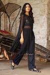 Shop_Gulaal_Black Georgette Embroidered Sequin Round Kurta Pant Set _at_Aza_Fashions