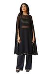 Gulaal_Black Georgette Embroidered Sequin Round Kurta Pant Set _at_Aza_Fashions
