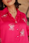 Gulaal_Pink Cotton Satin Embroidered Pitthan Collared Shirt And Pant Set _Online_at_Aza_Fashions