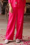 Buy_Gulaal_Pink Cotton Satin Embroidered Pitthan Collared Shirt And Pant Set _Online_at_Aza_Fashions