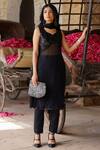 Shop_Gulaal_Black Georgette Embroidered Sequin Sweetheart Kurta Pant Set _at_Aza_Fashions