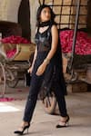 Shop_Gulaal_Black Georgette Embroidered Sequin Sweetheart Kurta Pant Set _Online_at_Aza_Fashions