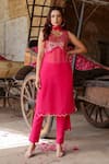 Buy_Gulaal_Pink Georgette Embroidered Sequin Sweetheart Straight Kurta Pant Set _at_Aza_Fashions