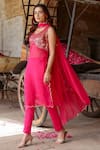 Buy_Gulaal_Pink Georgette Embroidered Sequin Sweetheart Straight Kurta Pant Set 