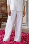 Buy_Gulaal_White Modal Satin Embroidered Sequin Scalloped V Back Top And Pant Set _Online_at_Aza_Fashions