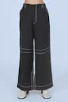 Leh Studios_Black 100% Cotton Plain Steppe Pant _Online_at_Aza_Fashions