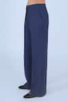 Leh Studios_Blue 100% Viscose Plain Suit Pant _at_Aza_Fashions