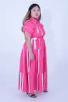 Buy_Leh Studios_Pink 100% Cotton Plain Collared Neck Tape Tong Dress _Online_at_Aza_Fashions