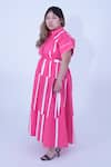 Shop_Leh Studios_Pink 100% Cotton Plain Collared Neck Tape Tong Dress _Online_at_Aza_Fashions