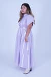 Buy_Leh Studios_Purple 100% Cotton Plain Collared Neck Tape Tong Dress _Online_at_Aza_Fashions