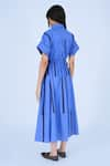 Shop_Leh Studios_Blue 100% Cotton Plain Collared Neck Midi Tape Tong Dress _Online_at_Aza_Fashions