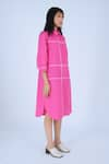 Buy_Leh Studios_Pink 100% Cotton Piping Collar Neck Broken Fence Shirt Dress _Online_at_Aza_Fashions