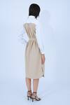 Shop_Leh Studios_White 100% Viscose Piping Collar Neck Broken Fence Shirt Dress With Belt _at_Aza_Fashions