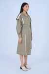 Buy_Leh Studios_Grey 100% Cotton Camp Collar Metro Broken Tape Pattern Jacket Dress With Belt _Online_at_Aza_Fashions