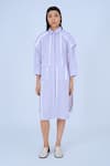 Buy_Leh Studios_Purple 100% Cotton Camp Collar Metro Tape Fence Shirt Dress _at_Aza_Fashions