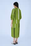 Buy_Leh Studios_Green 100% Cotton Mandarin Collar Tape Tourist Midi Dress _Online_at_Aza_Fashions