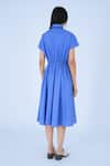 Shop_Leh Studios_Blue 100% Cotton Collared Midi Dress _at_Aza_Fashions