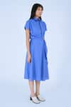 Buy_Leh Studios_Blue 100% Cotton Collared Midi Dress _Online_at_Aza_Fashions