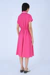 Shop_Leh Studios_Pink 100% Cotton Collared Draped Midi Dress _Online_at_Aza_Fashions