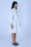 Buy_Leh Studios_White 100% Cotton Collared Draped Wrap Dress _Online_at_Aza_Fashions