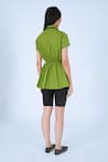 Shop_Leh Studios_Green 100% Cotton Collared Draped Wrap Top _at_Aza_Fashions