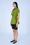 Shop_Leh Studios_Green 100% Cotton Collared Draped Wrap Top _Online_at_Aza_Fashions