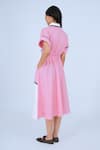 Shop_Leh Studios_Pink 100% Cotton Collared Zaru Color Blocked Midi Dress _Online_at_Aza_Fashions