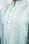 MENERO_Green Cotton Silk Embroidered Anchor Thread Pintexed Kurta And Pyjama Set _Online_at_Aza_Fashions