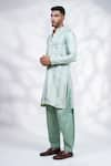 Buy_MENERO_Green Cotton Silk Embroidered Anchor Thread Pintexed Kurta And Pyjama Set _Online_at_Aza_Fashions